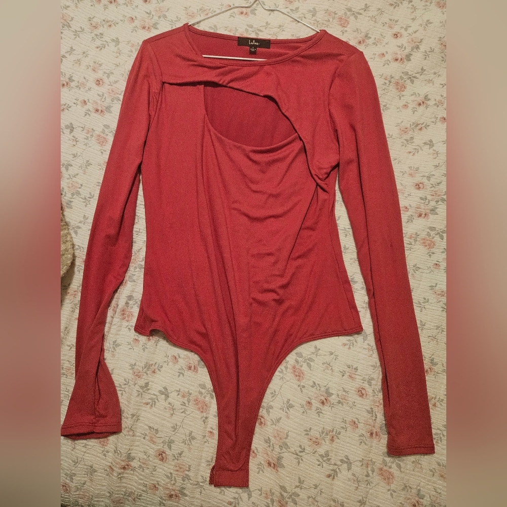 Lulu's Hot Pink Long Sleeve Bodysuit